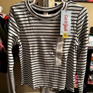 Cat & Jack Kids Long Sleeve Black and White Striped Tee